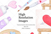 Valentines Day Art Supplies Clipart, a Decorative Illustration by MiracleArtAndDesign (Thumbnail 4 of 4)