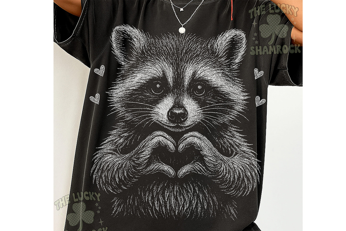 Cute Valentine Raccoon Love Design, a Seasonal Illustration by RETROVIBZDESIGNS (Photo 5 of 5)