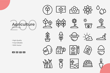 Agriculture Outline Icons, an Outline Icon by Bloodline