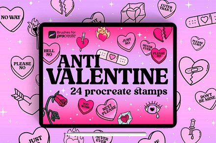 24 procreate anti valentine stamps