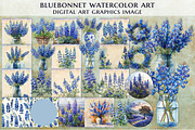 Bluebonnets in Texas Watercolor, an Object Graphic by NeatGrafix (Thumbnail 1 of 10)