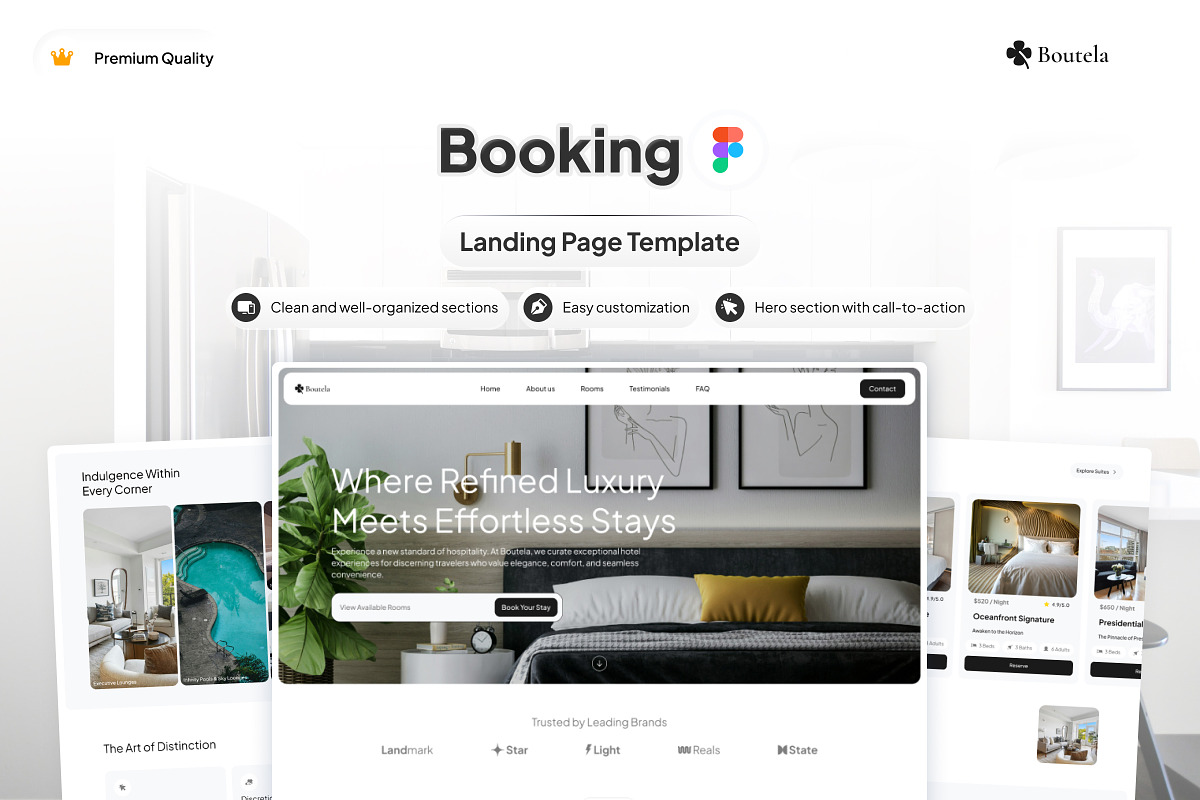 Boutela - Booking Landing Page, a Landing Page Template by Font Kingdom (Photo 1 of 5)