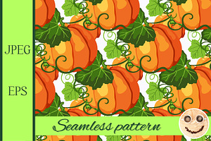 Seamless Pattern With Fall, Pumpkin