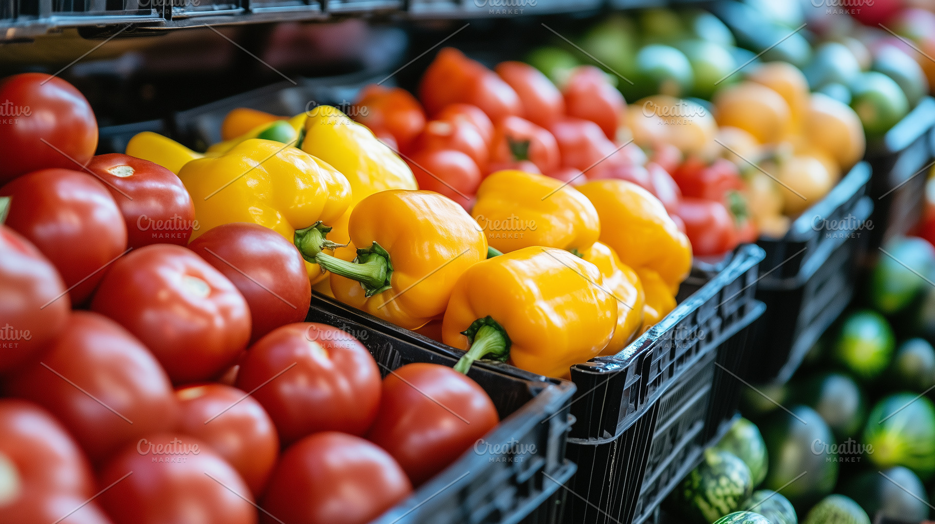 Yellow bell peppers and red tomatoes, a Food & Drink Photo by MistyDay