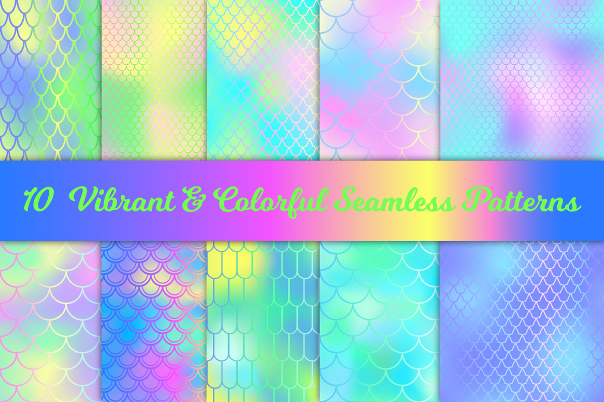 Mermaid Seamless Patterns Bundle, a Pattern Graphic by RabbitAndPencil (Photo 3 of 11)