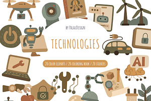 Technology Education Clipart Set, an Education Illustration by Palau