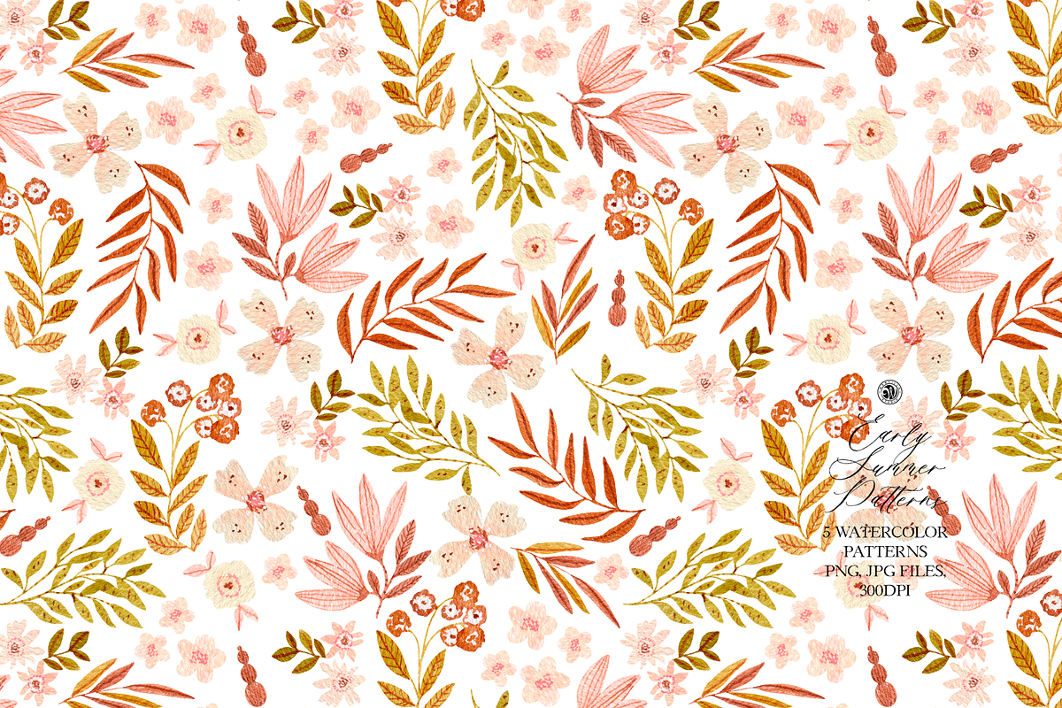 Early Summer Watercolor Patterns, a Pattern Graphic by Webvilla Studio (Photo 3 of 9)