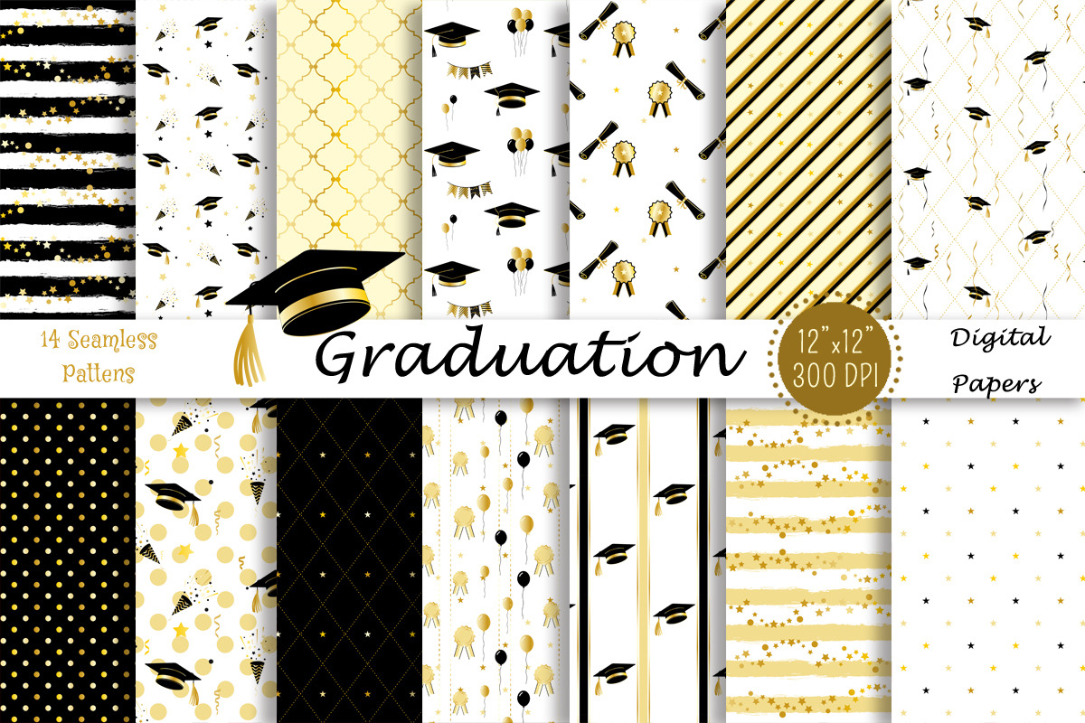 Graduation Digital Paper Pack, a Pattern Graphic by Douce Créativité (Photo 2 of 6)