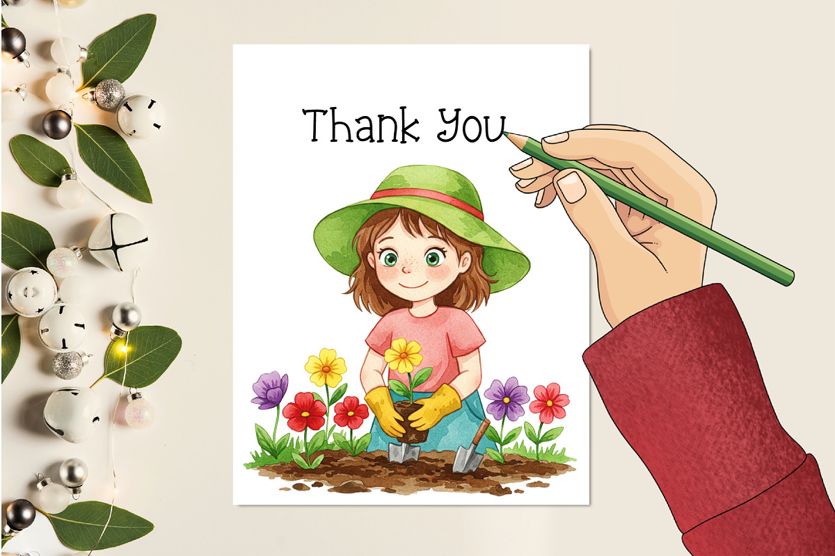 Garden Girl Clipart Set, an Illustration by Creative Art (Photo 8 of 9)