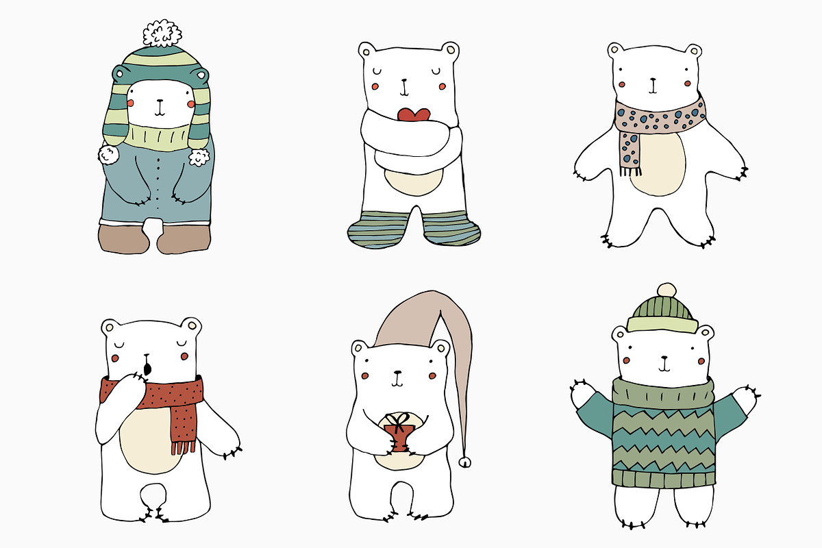 Cute Polar Bears Characters, an Animal Illustration by Anna Isaeva (Photo 3 of 4)
