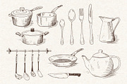 Kitchenware. Vector sketches., an Object Graphic by Canatic (Thumbnail 2 of 10)