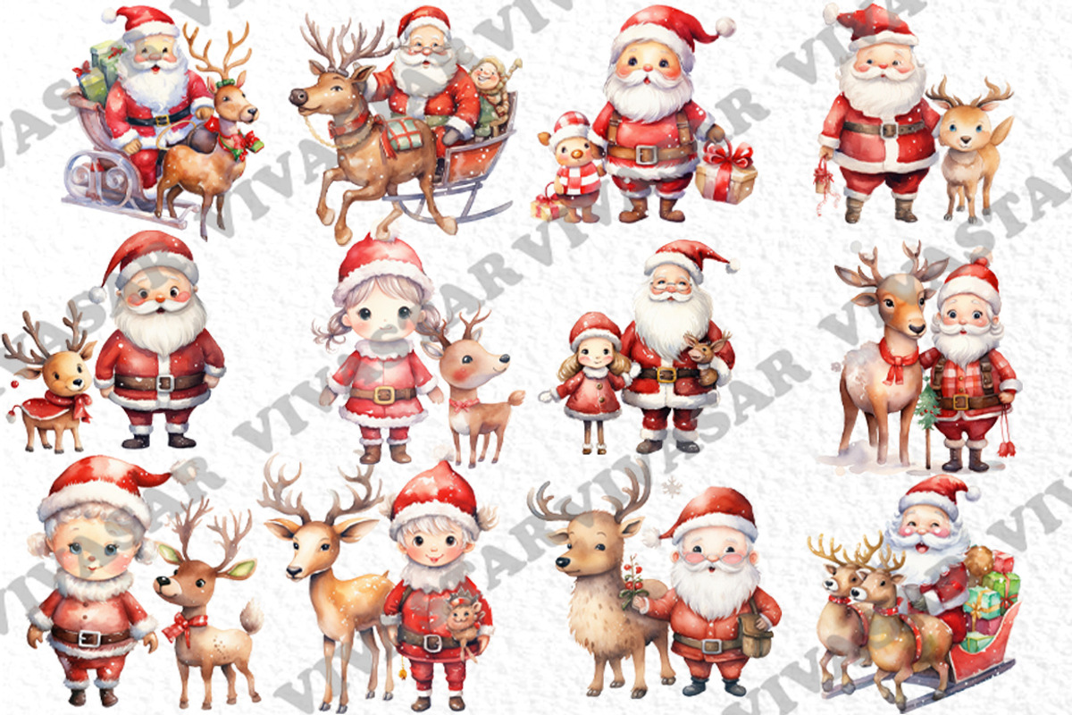 Santa Claus Clipart, Christmas Png, a Decorative Illustration by vivastarkids (Photo 2 of 4)