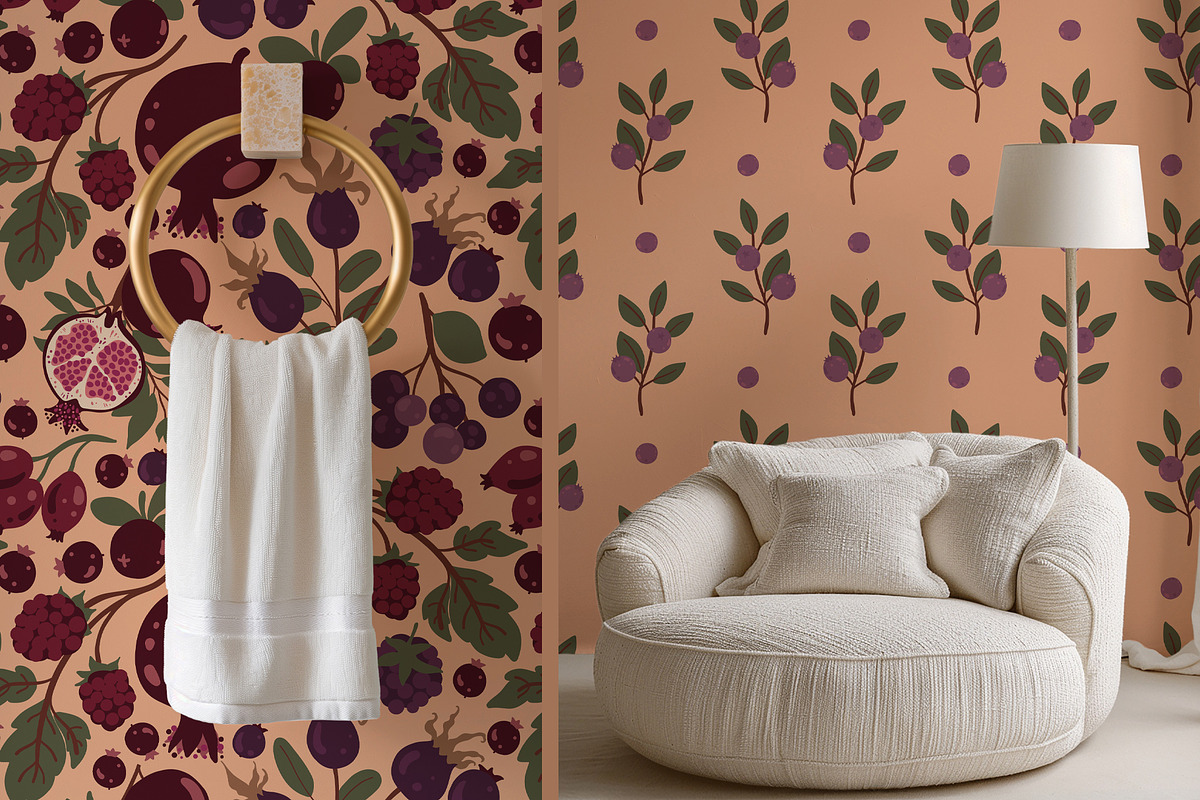 Orchard fruit vector patterns, a Pattern Graphic by Carpet Tapete Pretzel (Photo 11 of 17)