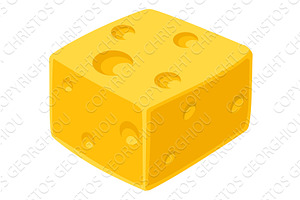 Cheese Cube Yellow Dairy Food, a Food Illustration by Christos Georghiou