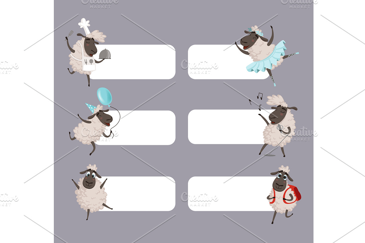 Cartoon sheeps. cute animals sheeps, an Animal Illustration by Onyx