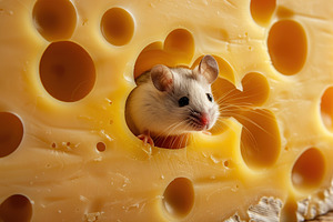 Little mouse with cheese, an Animal Photo by AlyaAnd