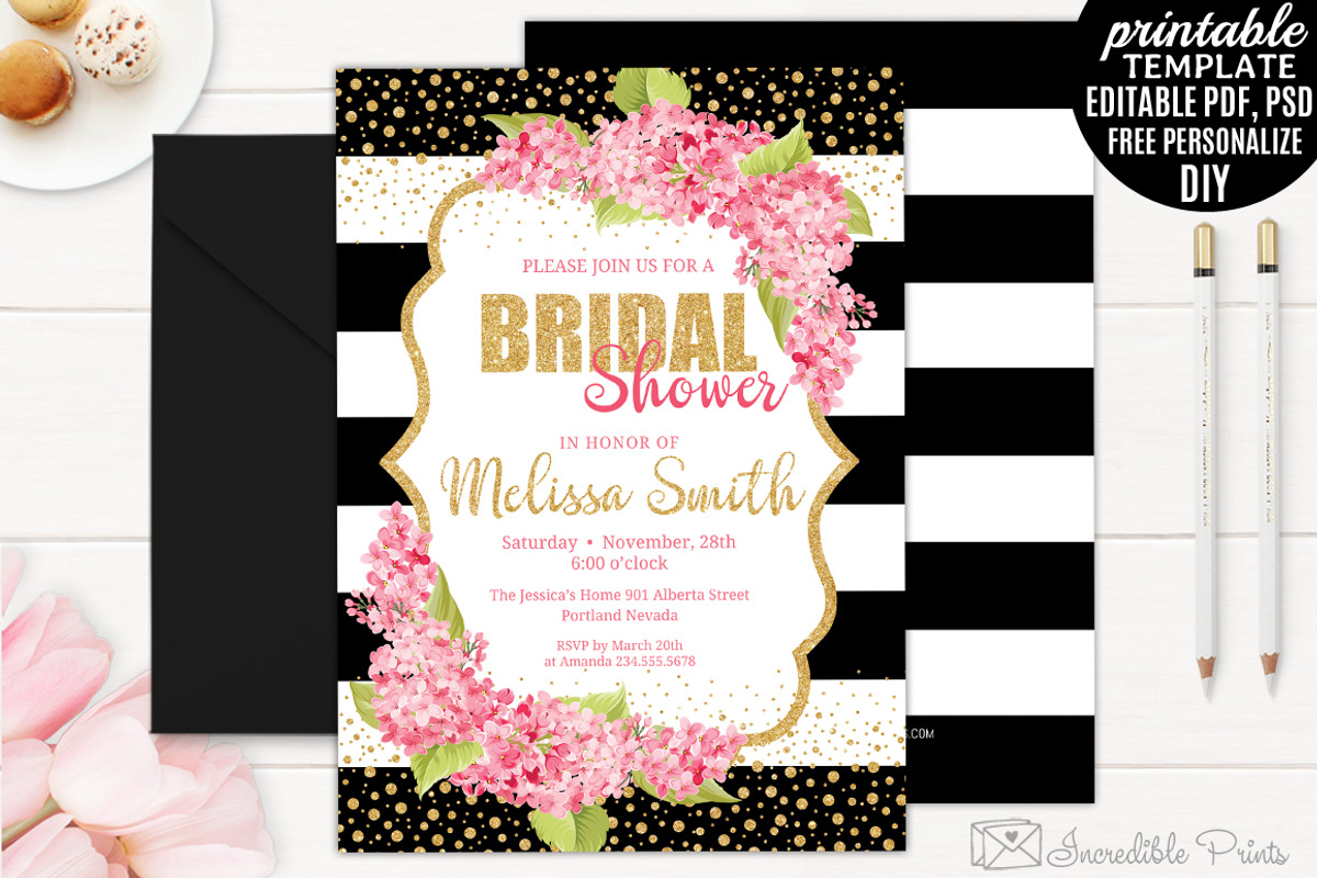 Pink and Gold Bridal Shower Invite, an Invitation Template by Blush Roses Print (Photo 1 of 2)