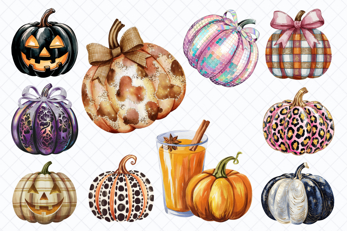 Watercolor pumpkins PNG Clipart, a Food Illustration by Whimsy Brush Studio (Photo 3 of 6)