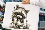 Whimsical summer raccoon clipart, an Illustration by SinaCreation (Thumbnail 7 of 8)