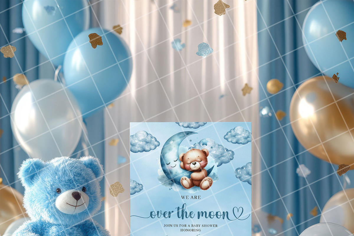 Boy baby shower invitation mockup PS, an Advertising Mockup by Blush Roses Print (Photo 2 of 7)