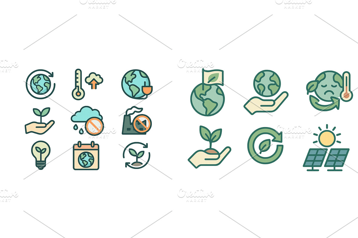 Environmental icons representing, an Illustration by ZinetroN