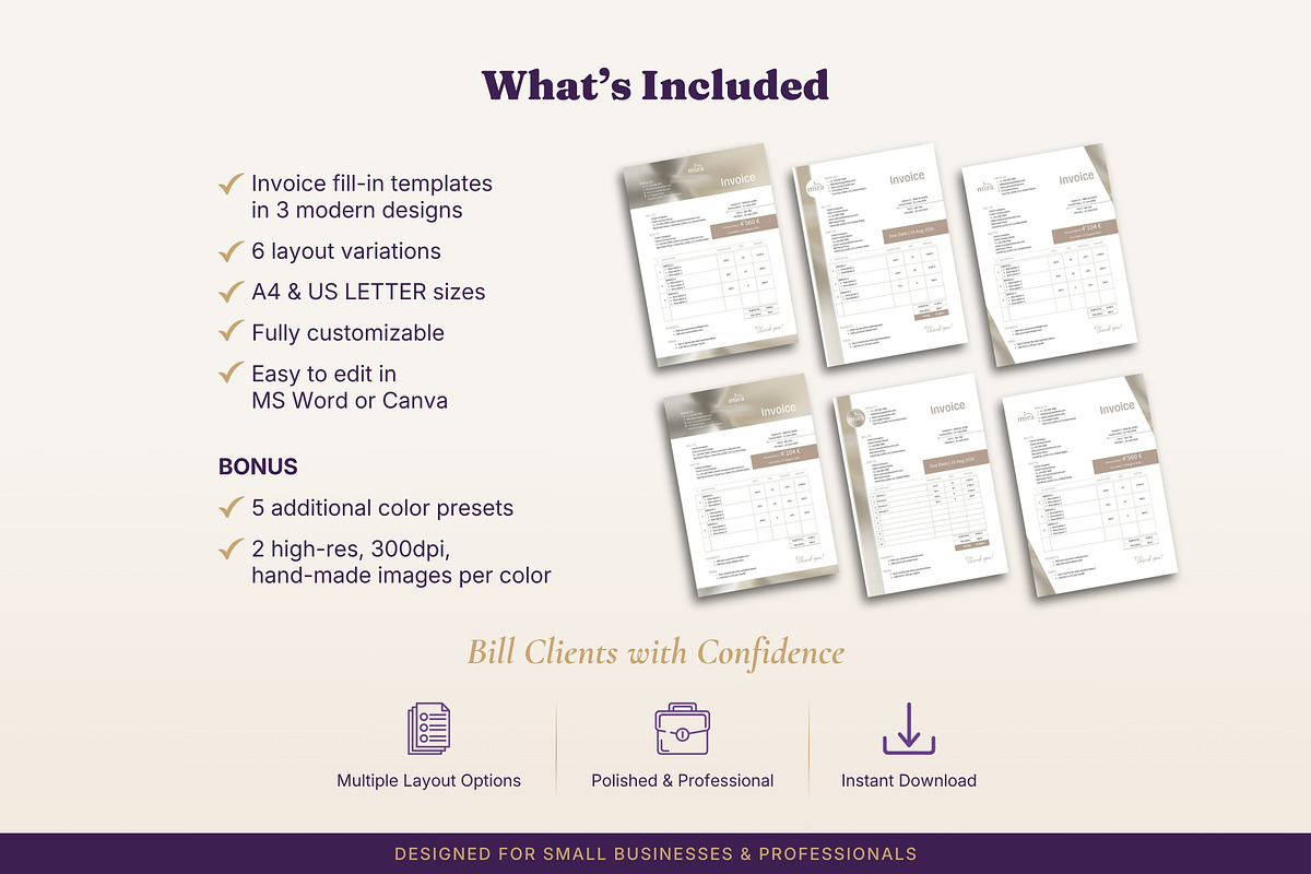 Invoice Templates 3 Designs Word, a Stationery Template by B2 Studio (Photo 2 of 18)