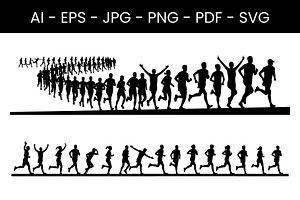 Marathon Runner Silhouette Bundle, an Object Graphic by nandinigraphics