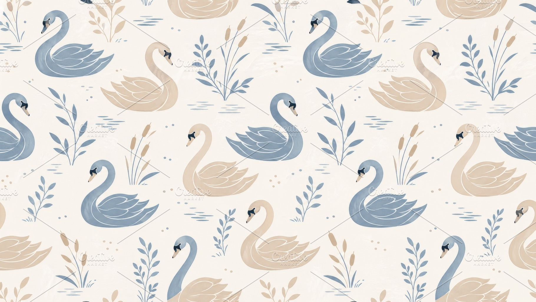 Swan decor design with blue and beig, a Photo by Dvoevnore photos