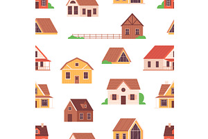 Village wooden cabins seamless, an Object Illustration by LadadikArt