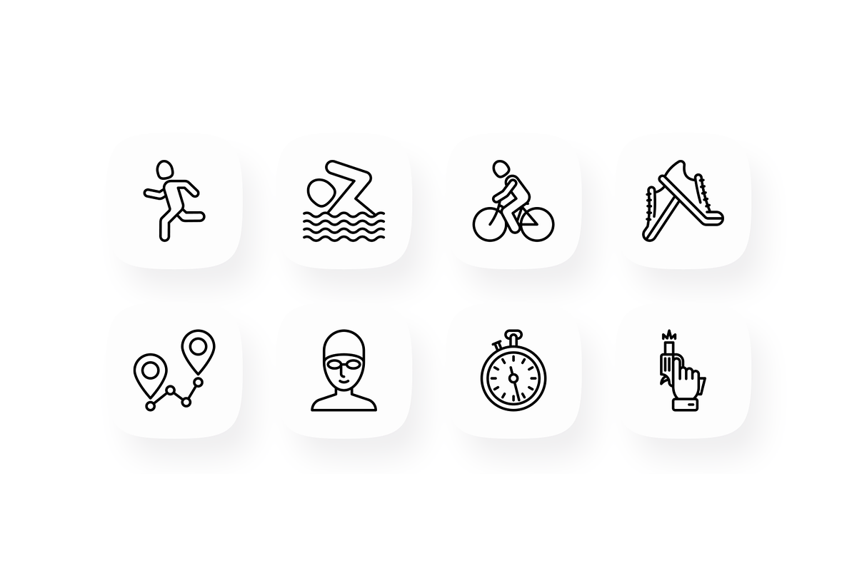 Triathlon 16 Thin Line Icons Set, an Outline Icon by Alex Blogoodf (Photo 2 of 5)
