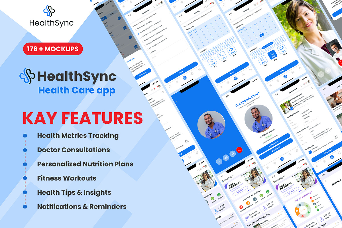 HealthSync App - Complete UI Kit, an UI Kit Template by UI Pixel (Photo 1 of 11)
