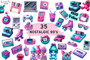 Nostalgic 90s Clipart Bundle