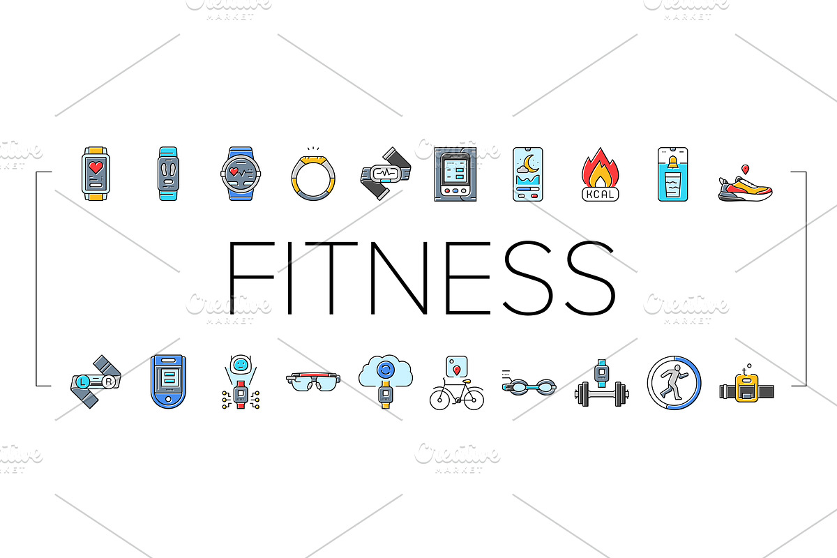 wearable fitness technology icons, a Technology Illustration by pikepicture