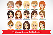 15 Women Avatar Set Collection, an Illustration by Kakigori Studio (Thumbnail 1 of 2)