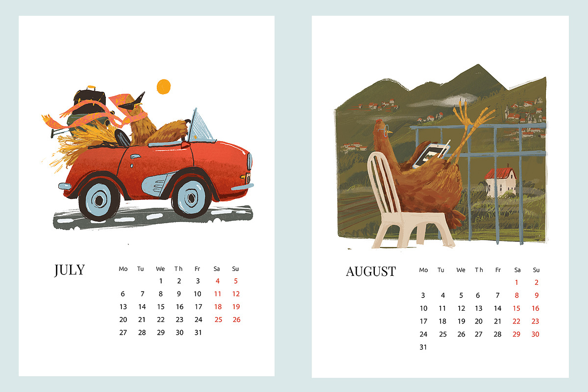 Calendar 2026 Happy Chickens, a Decorative Illustration by Dashnpro (Photo 5 of 7)