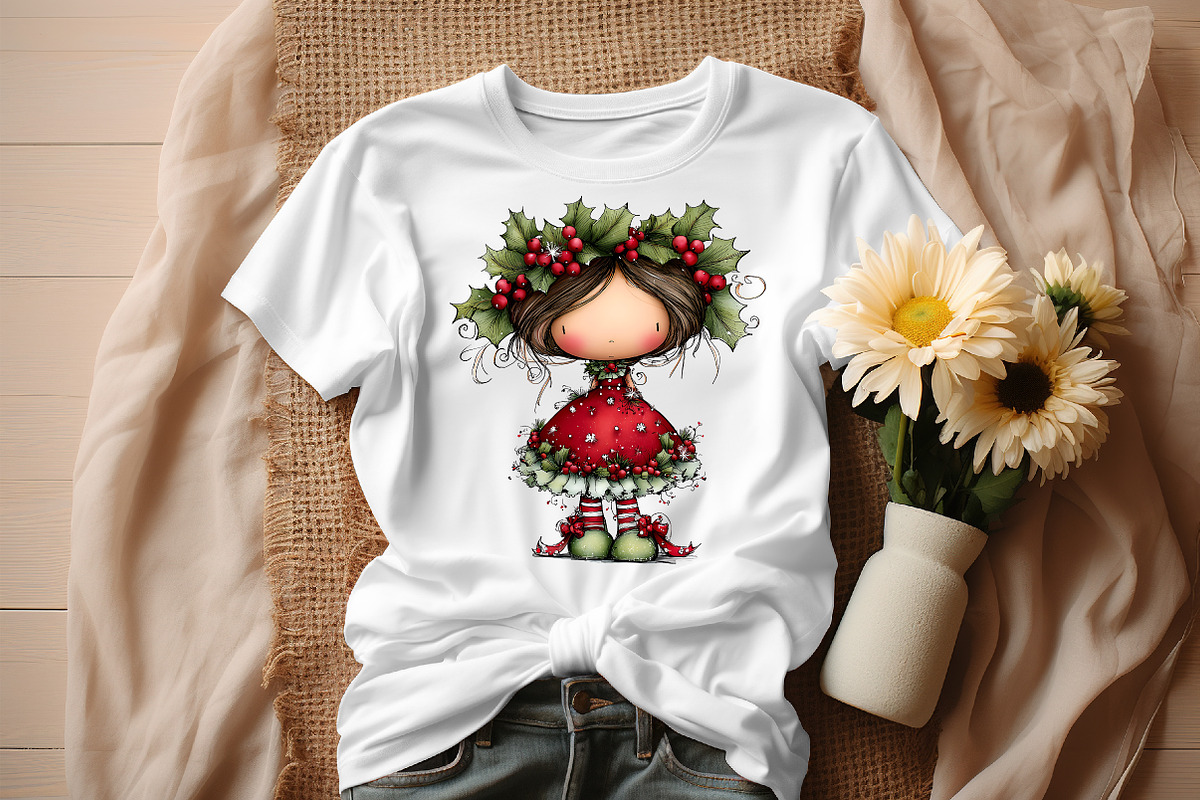 Cute Holly Girl Clipart, an Illustration by Craft Nest (Photo 3 of 8)