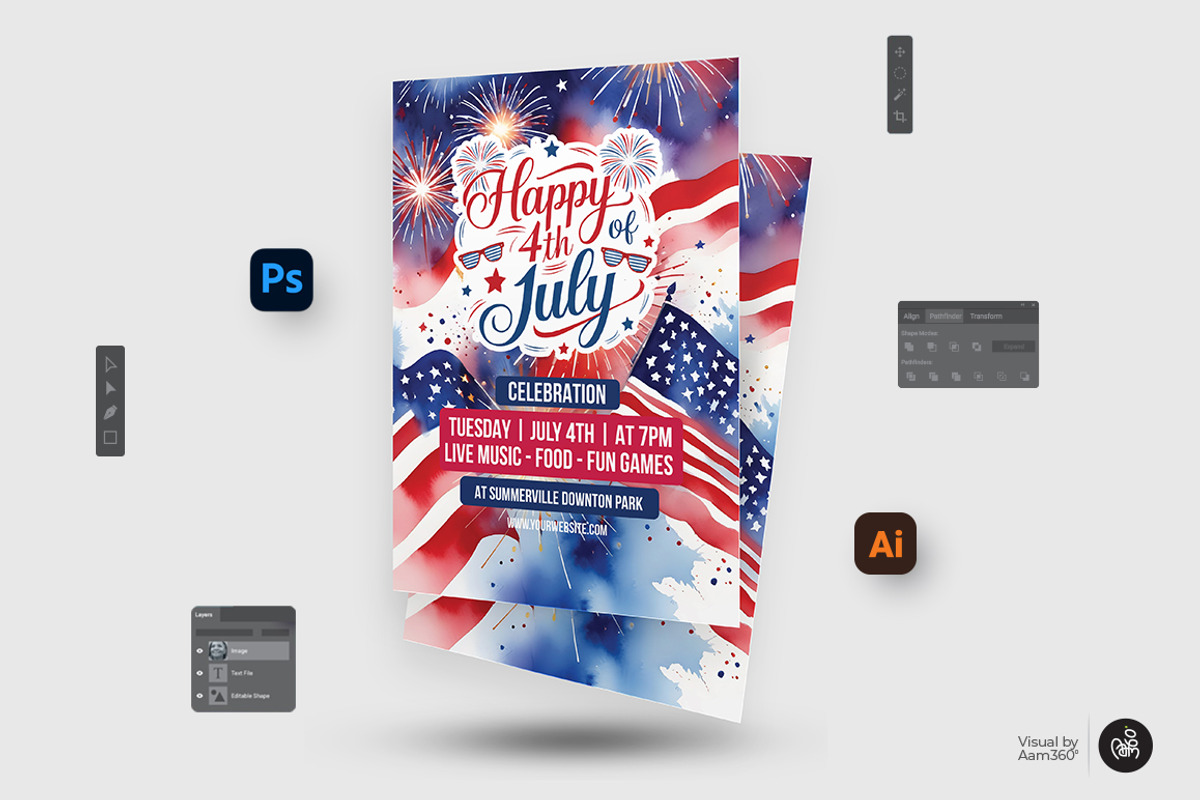 4th Of July Flyer Template, a Flyer Template by Aam360 (Photo 2 of 3)
