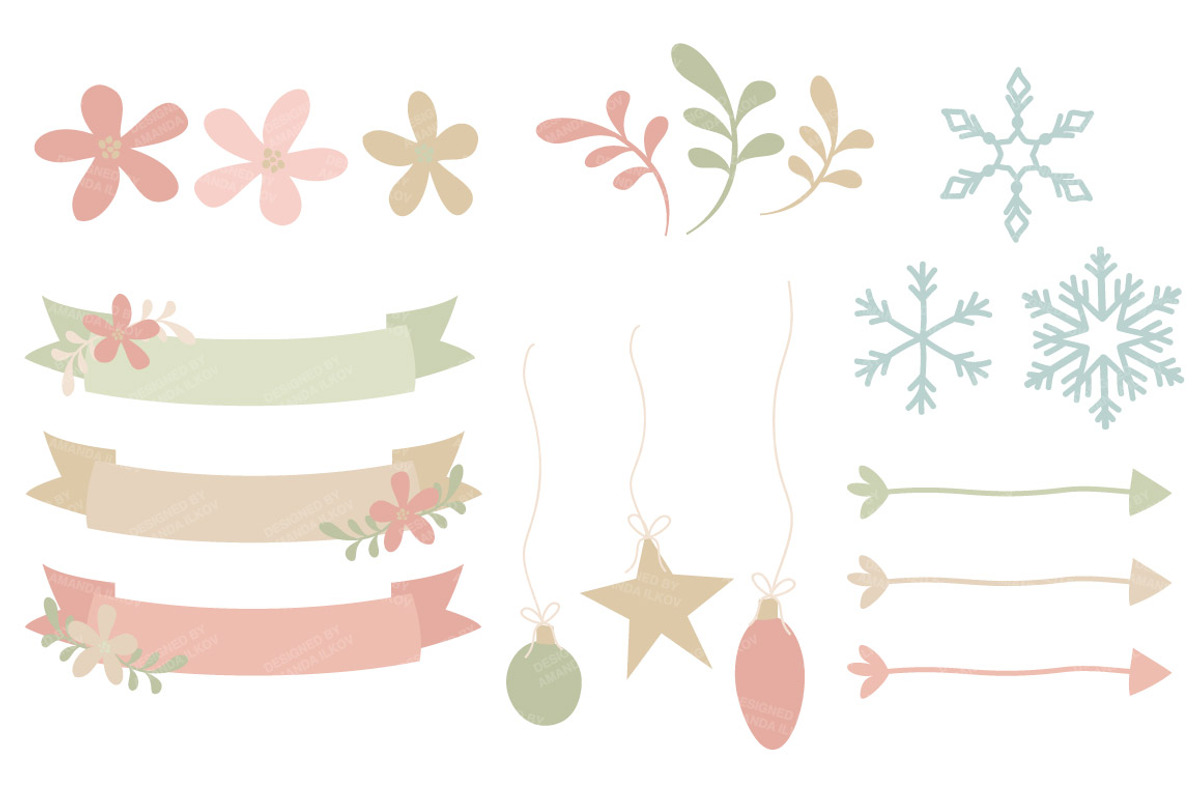 Pastel Christmas Wreaths & Patterns, an Illustration by Amanda Ilkov (Photo 4 of 5)