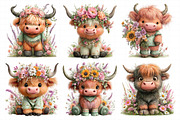 Watercolor Summer Highland Cow Clipa, an Illustration by Daily.Designs (Thumbnail 8 of 8)