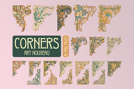 20 Art Nouveau Corners - PNG, an Object Graphic by Stanislav Kharchevskyi
