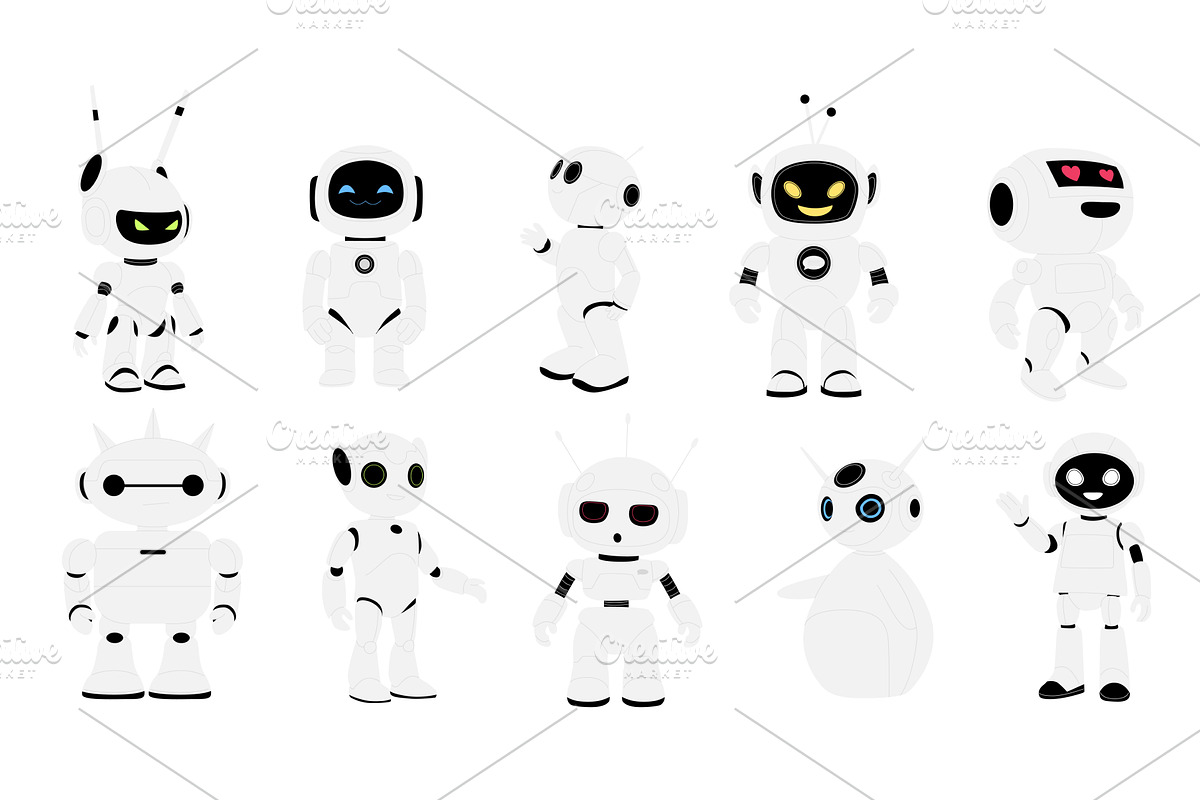 Cute robot, futuristic chatbot, a Technology Illustration by Flashvector