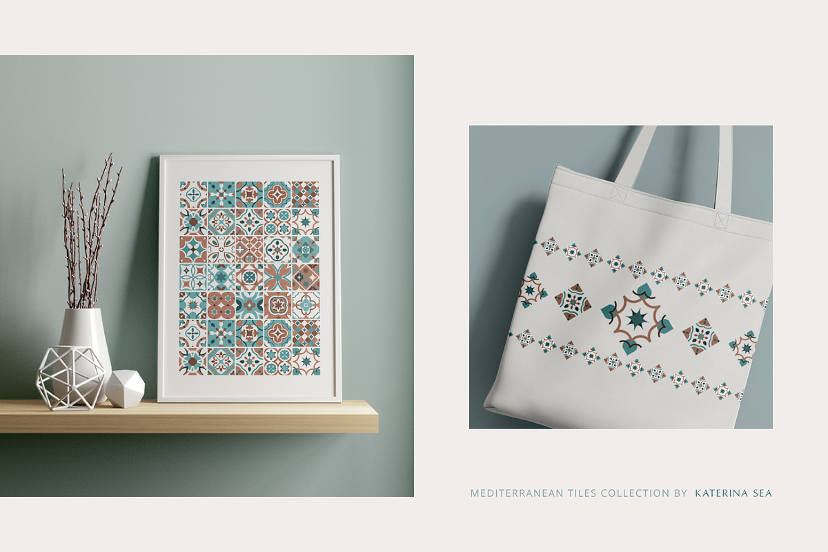 Mediterranean tiles vector patterns, a Pattern Graphic by Katerina.Sea.Digital (Photo 7 of 7)