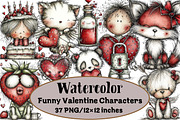 Funny Valentine Characters Clipart, an Illustration by Design Market (Thumbnail 1 of 3)