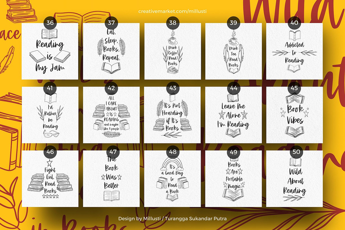 50 Bookish Quotes SVG Bundles Reader, an Object Graphic by Millusti (Photo 6 of 7)