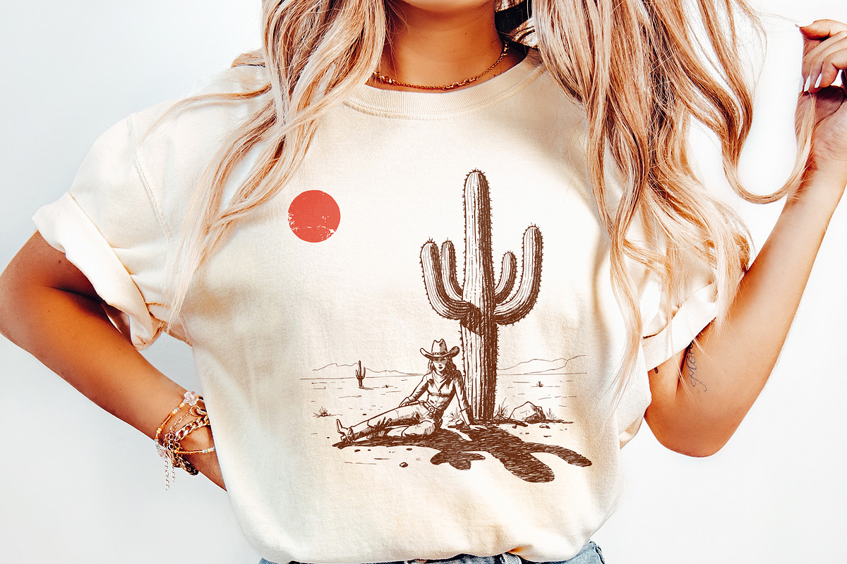 Retro Cowgirl Cactus png, Western, an Illustration by SharpMarketplace (Photo 2 of 9)