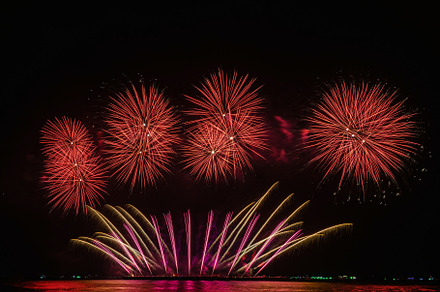 fireworks of various colors at night with celebration and annive, an Abstract Photo by Casanowe-studio
