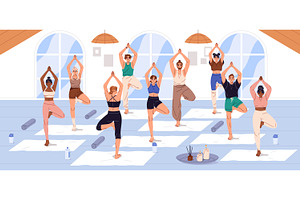 People do exercises at yoga class, a Sport Illustration by PaperTrident