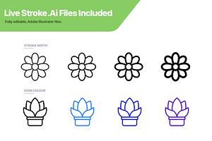 100 Plants & Flowers Line Icons