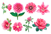 Watercolor pink flowers, a Pattern Graphic by Sundra (Thumbnail 4 of 6)