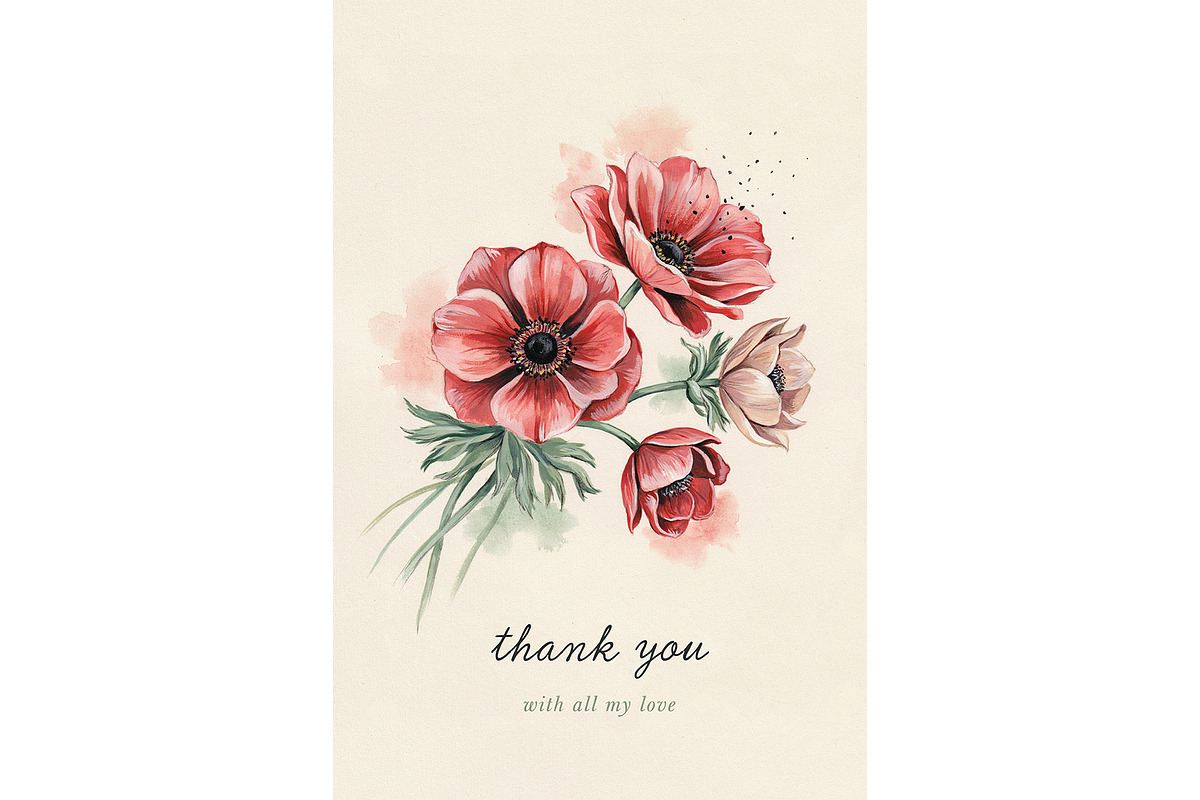 Anemone Watercolor Floral Clipart, a Decorative Illustration by ForhadGFX (Photo 14 of 14)